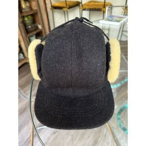 Vintage CC Filson Double Mackinaw Hat XL Charcoal Gray Shearling Wool Sherpa USA
